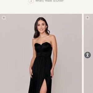 Revelry Black Satin Strapless Dress Size 2/4